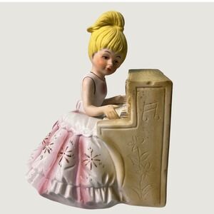 Vintage Working Piano Girl Music Box Plays You Light Up My Life Figurine